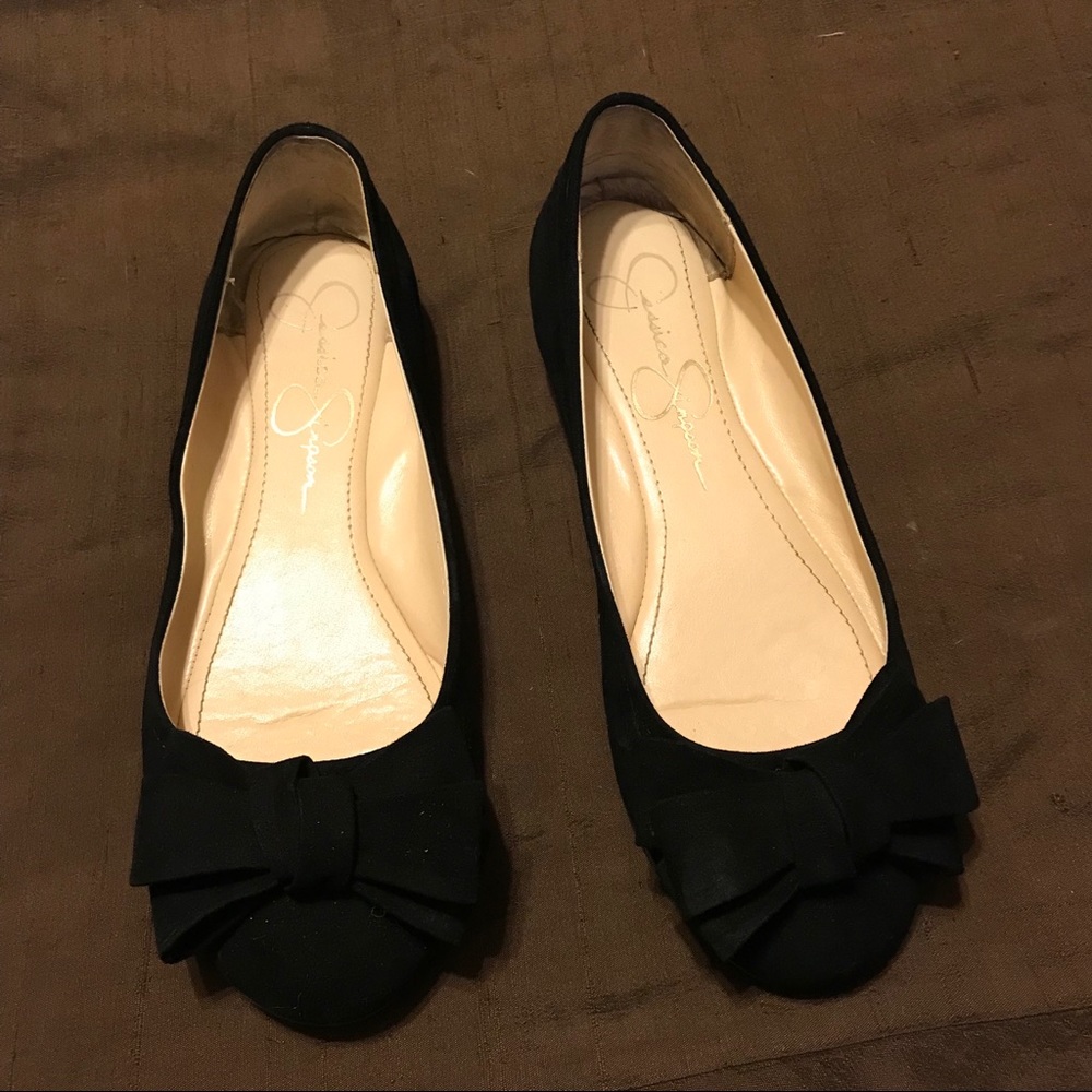 Black ballet flats with bow